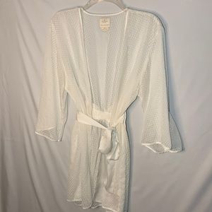 Kate Spade Dream a Little Dream Ivory polka Dot Night Robe with Bow - Women’s M